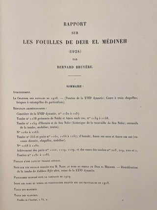 Rapports préliminaires sur les fouilles de Deir el-Medineh. Tome I to X (1922-1932). 10 volumes.