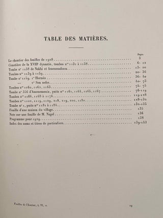 Rapports préliminaires sur les fouilles de Deir el-Medineh. Tome I to X (1922-1932). 10 volumes.