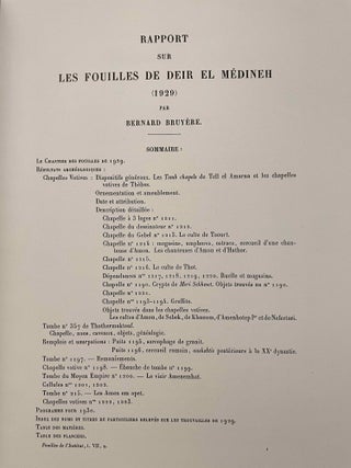 Rapports préliminaires sur les fouilles de Deir el-Medineh. Tome I to X (1922-1932). 10 volumes.