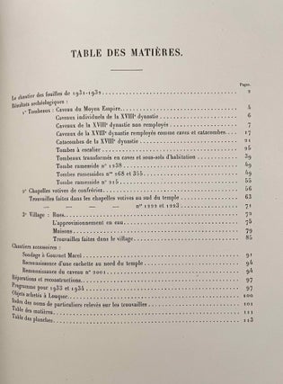 Rapports préliminaires sur les fouilles de Deir el-Medineh. Tome I to X (1922-1932). 10 volumes.[newline]M3729a-83.jpeg