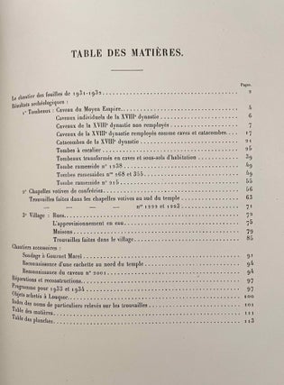 Rapports préliminaires sur les fouilles de Deir el-Medineh. Tome I to X (1922-1932). 10 volumes.