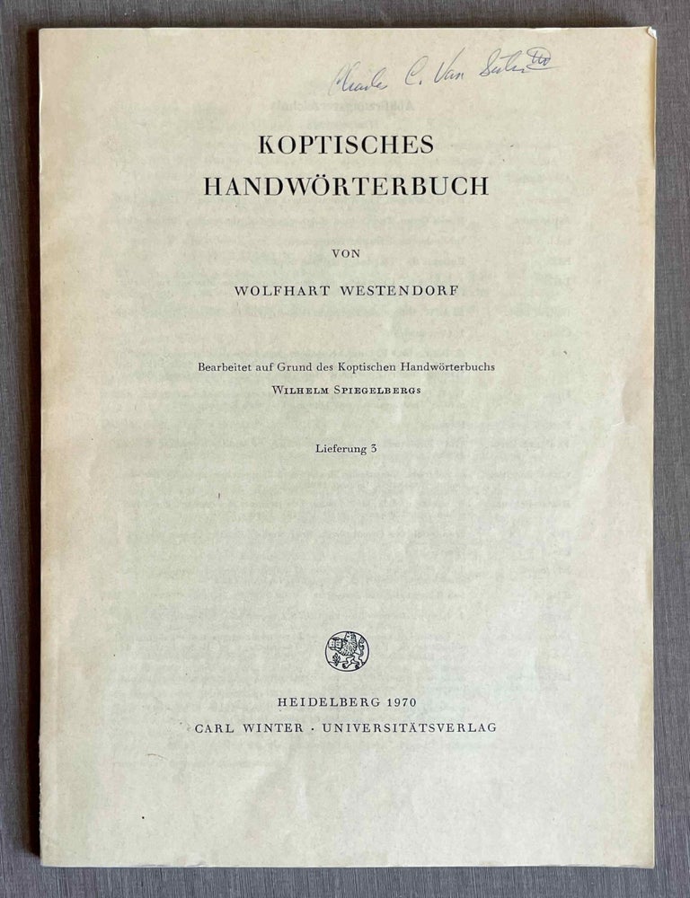 Item #M3734c Koptisches Handw&ouml;rterbuch. Bearbeitet auf Grund des Koptischen Handw&ouml;rterbuchs von Wilhelm Spiegelberg. Lieferung 5 (RO-TPHA). WESTENDORF Wolfhart.[newline]M3734c-00.jpeg