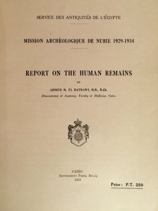 Mission archeologique de Nubie 1929-1934. Report on the human remains.[newline]M3744-01.jpg