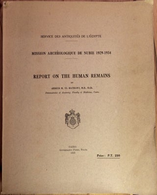 Item #M3744 Mission archeologique de Nubie 1929-1934. Report on the human remains. BATRAWI Ahmed M[newline]M3744.jpg