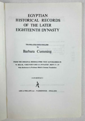 Egyptian historical records of the later 18th dynasty. Transl. by B. Cumming & B.G. Davies. 6 vols (complete set)[newline]M3759b-13.jpeg
