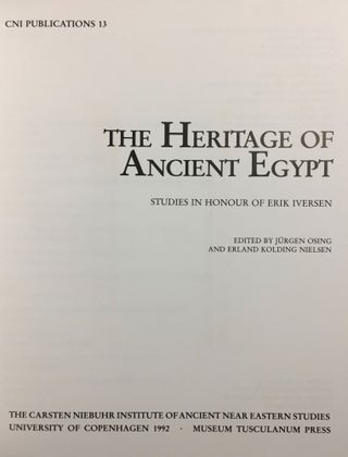 The heritage of Ancient Egypt. Studies in honour of Erik Iversen.[newline]M3761-02.jpg
