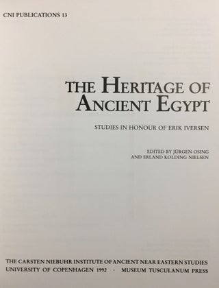 The heritage of Ancient Egypt. Studies in honour of Erik Iversen.[newline]M3761a-02.jpg