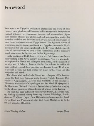 The heritage of Ancient Egypt. Studies in honour of Erik Iversen.