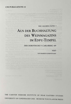 Aus der Buchhaltung des Weinmagazins im Edfu-Tempel. Der Demotische P. Carlsberg 409. 2 volumes (complete set) (The Carlsberg Papyri, vol. 9)[newline]M3819d-02.jpeg
