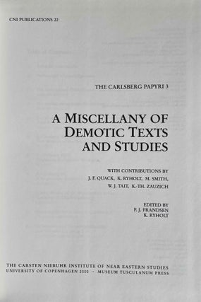A Miscellany of Demotic Texts and Studies (The Carlsberg Papyri, vol. 3)[newline]M3827b-01.jpeg
