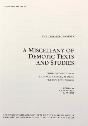 A Miscellany of Demotic Texts and Studies (The Carlsberg Papyri, vol. 3)