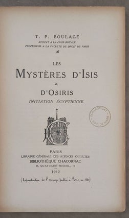Les mystères d'Isis & d'Osiris. Initiation égyptienne.[newline]M3855-01.jpeg