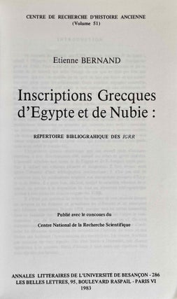 Inscriptions grecques d'Egypte et de Nubie. Répertoire bibliographique des IGRR.[newline]M3865-01.jpeg