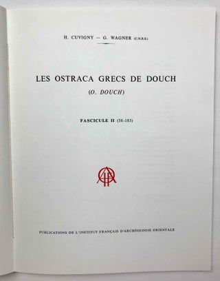 Les ostraca grecs de Douch (O. Douch). Fascicule 1 (1-57). Fascicule 2 (58-183). Fascicule 3 (184-355). Fascicule 4 (356-505). Fascicule 5 (506-639) (complete set)[newline]M3868a-11.jpeg