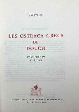 Les ostraca grecs de Douch (O. Douch). Fascicule 1 (1-57). Fascicule 2 (58-183). Fascicule 3 (184-355). Fascicule 4 (356-505). Fascicule 5 (506-639) (complete set)[newline]M3868a-26.jpeg