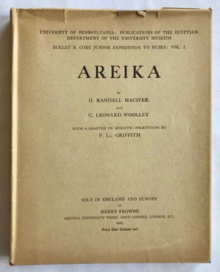 University of Pennsylvania, the Eckley B. Coxe Junior Expedition to Nubia, 8 volumes (complete set). Vol. I: Areika. Vol. II: Churches in Lower Nubia. Vol. III & IV: Karanog, the Romano-Nubian cemetery, text & plates. Vol. V: Karanog, the town. Vol. VI: Karanog, the meroitic inscriptions of Shablûl and Karanog. Vol. VII: Buhen, text. Vol. VIII: Buhen, plates.[newline]M3886c-02.jpg