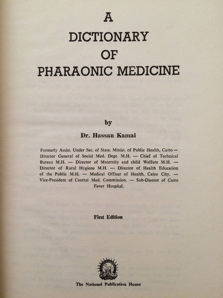 Item #M3899a Dictionary of pharaonic medicine. KAMAL Hassan.[newline]M3899a-01.jpg