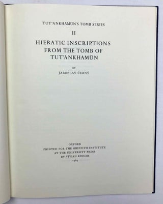 Tutankhamen's tomb series, 9 volumes (complete set) + 2 additional volumes, as follows: 1-A handlist to Howard Carter's catalogue of objects in Tutankhamun's tomb.
