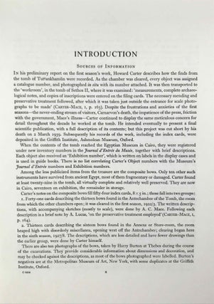 Tutankhamen's tomb series, 9 volumes (complete set) + 2 additional volumes, as follows: 1-A handlist to Howard Carter's catalogue of objects in Tutankhamun's tomb.