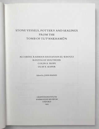 Tutankhamen's tomb series, 9 volumes (complete set) + 2 additional volumes, as follows: 1-A handlist to Howard Carter's catalogue of objects in Tutankhamun's tomb.