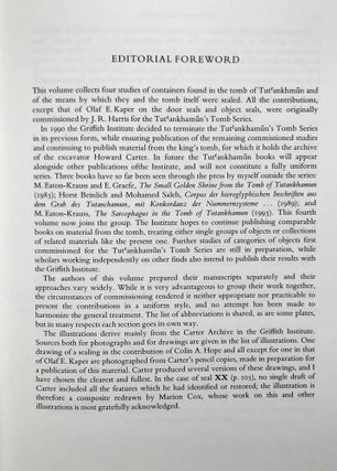 Tutankhamen's tomb series, 9 volumes (complete set) + 2 additional volumes, as follows: 1-A handlist to Howard Carter's catalogue of objects in Tutankhamun's tomb.