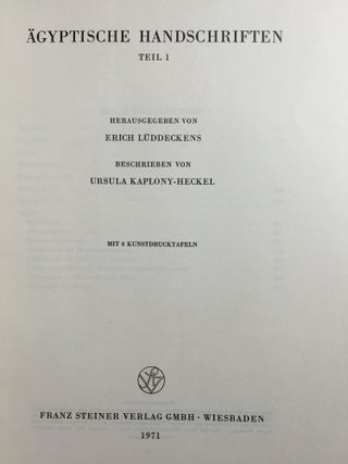 Orientalische Handschriften in Deutschland. Band I: Ägyptische Handschriften, Teil I & II[newline]M3988-01.jpg