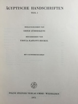 Orientalische Handschriften in Deutschland. Band I: Ägyptische Handschriften, Teil I & II