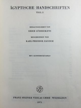Orientalische Handschriften in Deutschland. Band I: Ägyptische Handschriften, Teil I & II
