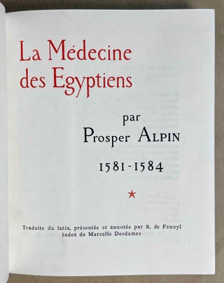 La médecine des Egyptiens. 1581-1584. 2 volumes (complete set)[newline]M4018a-03.jpeg