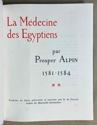 La médecine des Egyptiens. 1581-1584. 2 volumes (complete set)