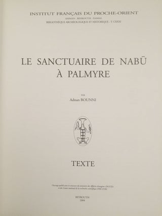 Le sanctuaire de Nabu à Palmyre. Vol. I: Texte. Vol. II: Planches (complete set)[newline]M4022a-02.jpg
