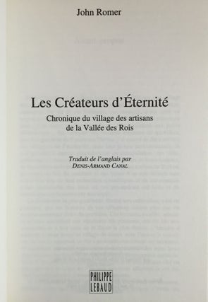 Les créateurs d'éternité. Chronique du village des artisans de la Vallée des Rois.[newline]M4047-01.jpg