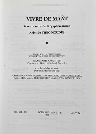 Vivre de Maât. Travaux sur le droit égyptien ancien. 2 volumes (complete set)[newline]M4052a-09.jpeg