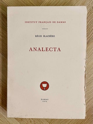 Item #M4056b Analecta. BLACHERE Régis