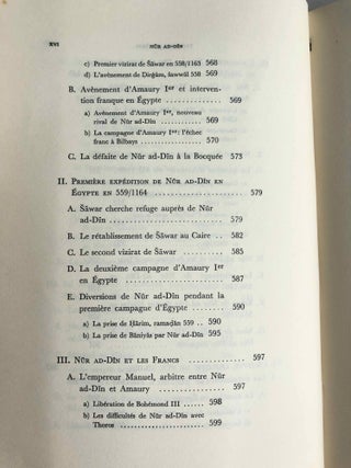 Nur ad-Din. Un grand prince musulman de Syrie au temps des Croisades (511-569 H. / 1118-1174). Tomes I, II & III (complete set)