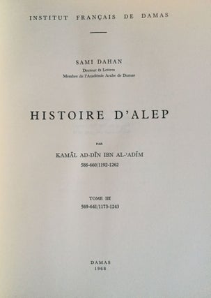 Histoire d'Alep, par Kamal ad-Din Ibn al-'Adim (588-660 / 1192-1243). Tome III.[newline]M4066a-01.jpg