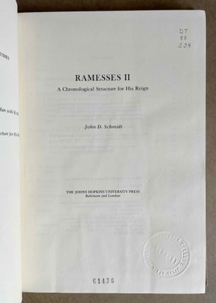 Ramesses II. A Chronological Structure for His Reign.