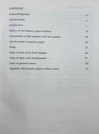 Owners of funerary papyri in the British Museum. XEROX.