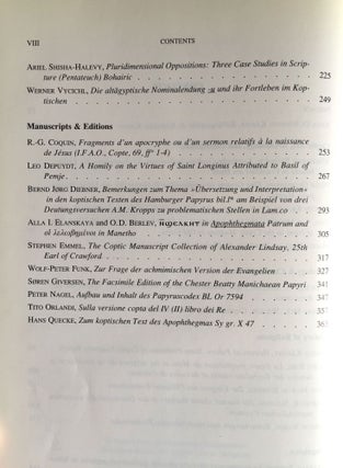 Coptology. Past, present, and future. Studies in honour of Rodolphe Kasser.