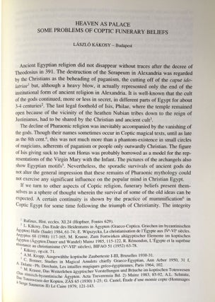 Coptology. Past, present, and future. Studies in honour of Rodolphe Kasser.