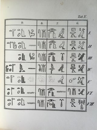 Rudimenta Hieroglyphices. Accedunt explicationes speciminum hieroglyphicorum glossarium atque alphabeta, cum XXXVI tabulis lithographicis.[newline]M4175-18.jpg