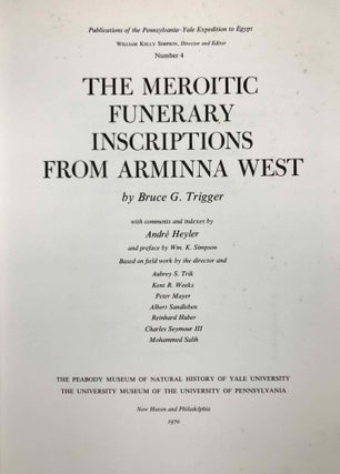 The Meroitic Funerary Inscriptions from Arminna West