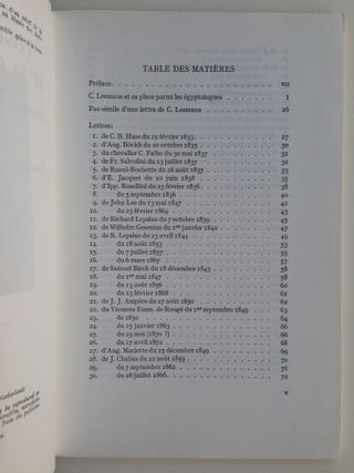 L'Egyptologue Conrade Leemans et sa correspondance. Contribution à l'histoire d'une science. A l'occasion du cent-cinquantième anniversaire du déchiffrement des hiéroglyphes et du centenaire des Congrès des Orientalistes.