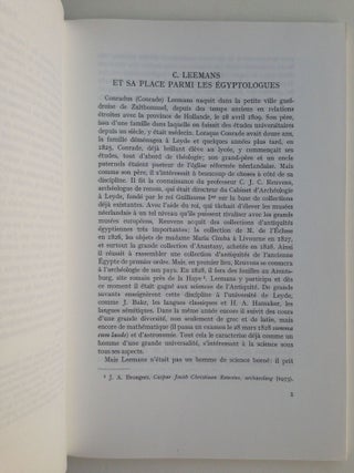 L'Egyptologue Conrade Leemans et sa correspondance. Contribution à l'histoire d'une science. A l'occasion du cent-cinquantième anniversaire du déchiffrement des hiéroglyphes et du centenaire des Congrès des Orientalistes.