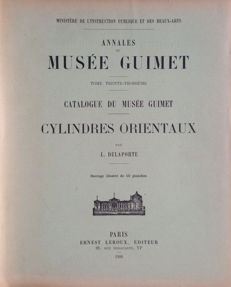 Item #M4296 Catalogue du Musée Guimet. Cylindres orientaux. DELAPORTE Louis-Joseph.[newline]M4296.jpg