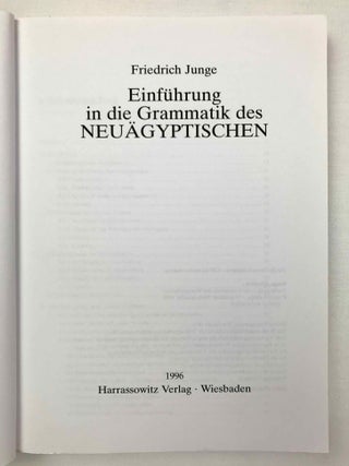 Einführung in die Grammatik des Neuägyptischen