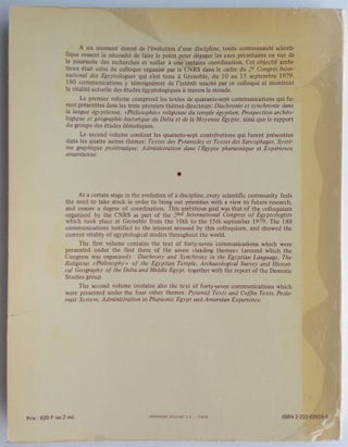 L’Egyptologie en 1979: Axes prioritaires de recherche. Tome 1, thème I: Diachronie et synchronie dans la langue égyptienne.[newline]M4328-01.jpg