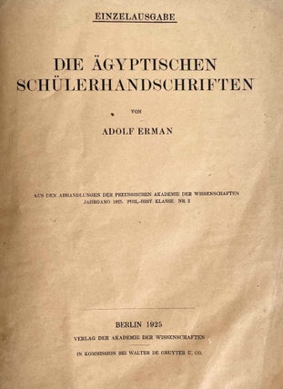 Die ägyptischen Schülerhandschriften