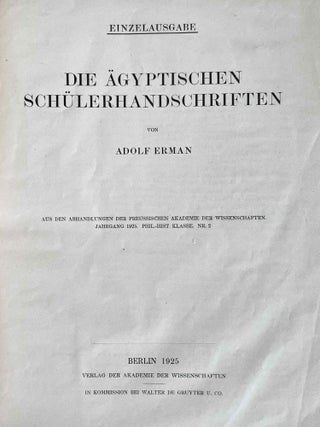 Die ägyptischen Schülerhandschriften