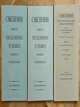 Carchemish. Report on the Excavations at Jerablus on Behalf of the British Museum. Vol. I: Introductory. Vol. II: The town defences. Vol. III: The excavations in the inner town. The Hittite inscriptions (complete set)[newline]M4399f-01.jpeg